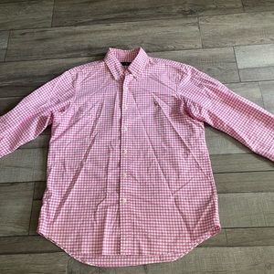 Polo Ralph Lauren Checkered Button-Down Shirt Pink & White 100% Cotton Large